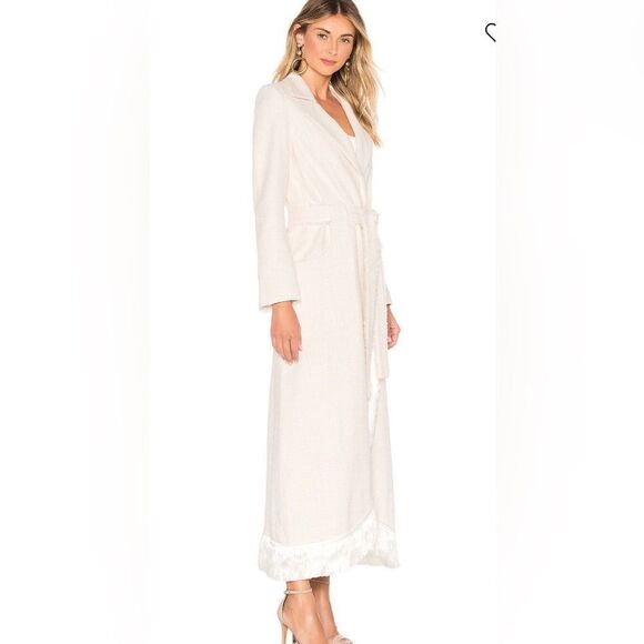 ALEXIS Kama Tweed Trench Coat with Fringe - Picture 1 of 4